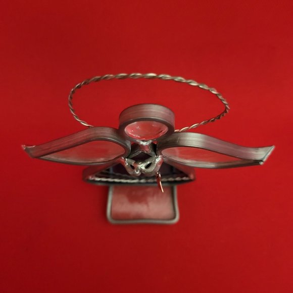 Vintage Stained Glass Free Standing Angel Holding a Star Blue Suncatcher - Picture 10 of 12